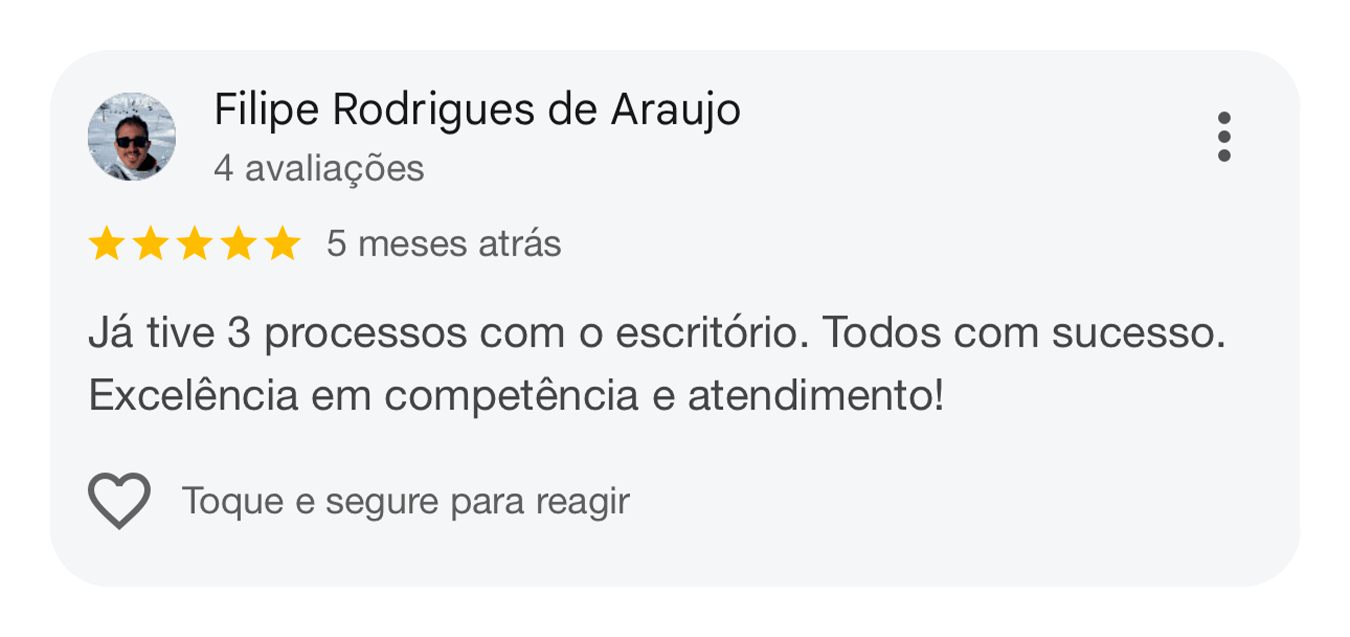 Avaliação de cliente no Google