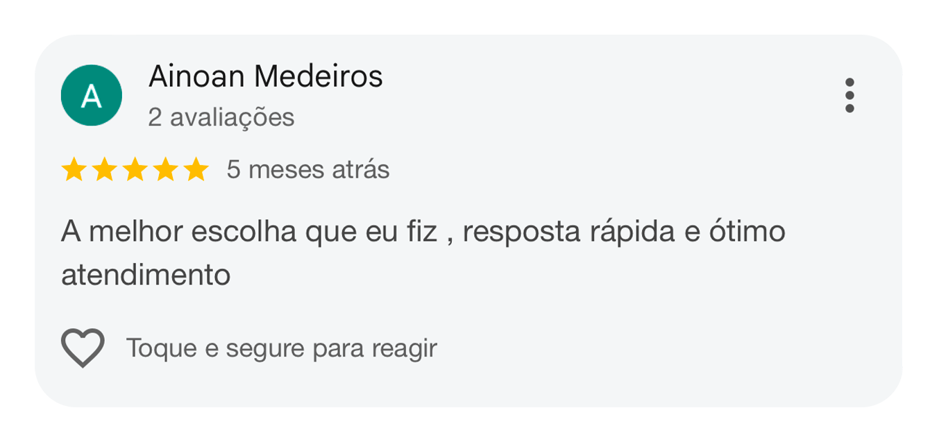 Avaliação de cliente no Google