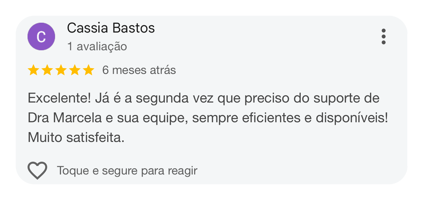 Avaliação de cliente no Google