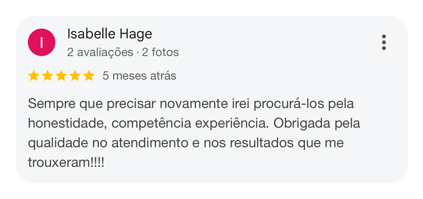 Avaliação de cliente no Google
