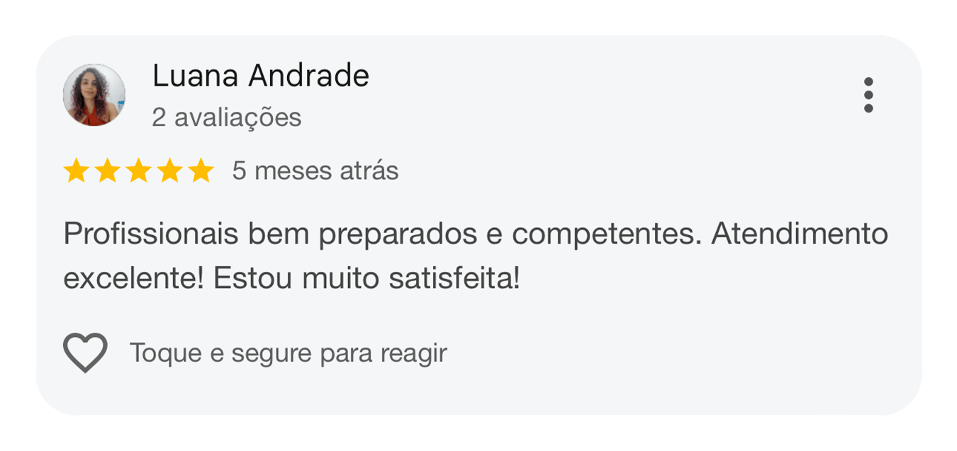 Avaliação de cliente no Google